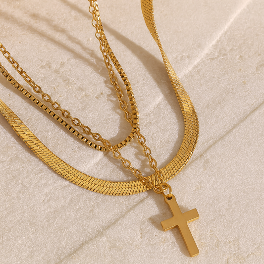 Layered Cross Necklace