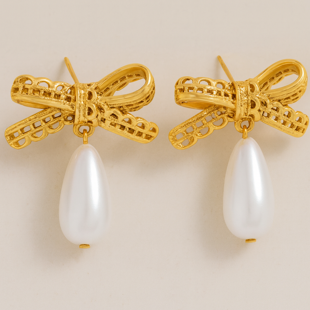 Pearl Bow Earrings