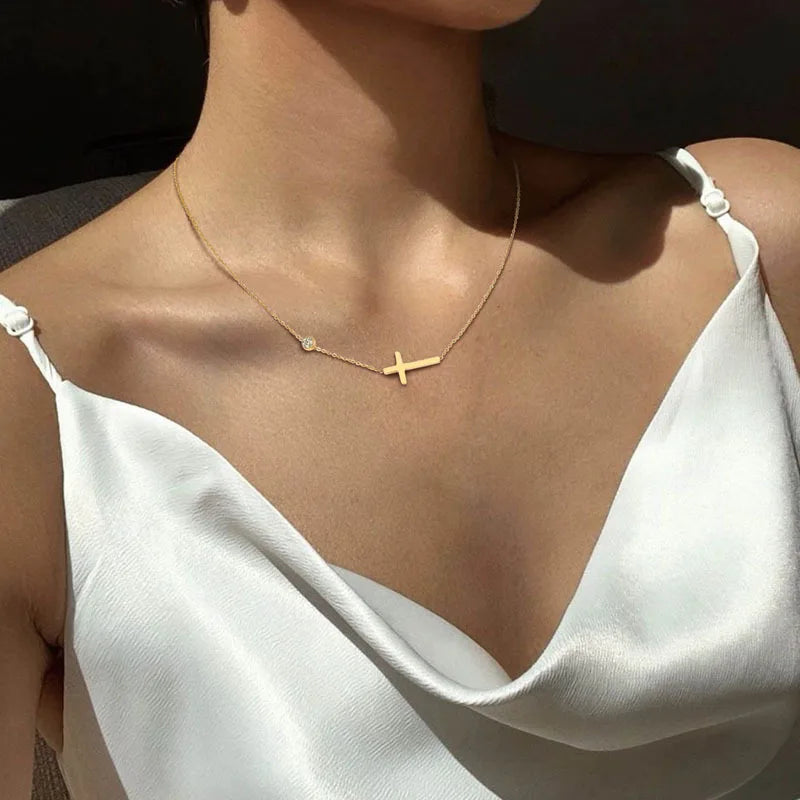 Side Cross Necklace