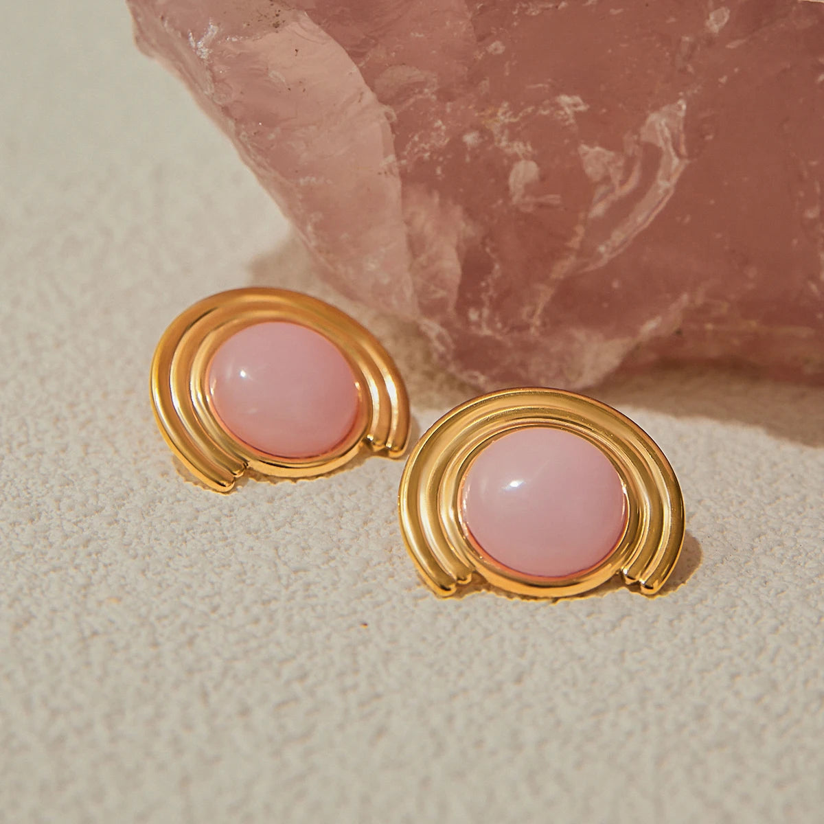 Pink Stone Earrings