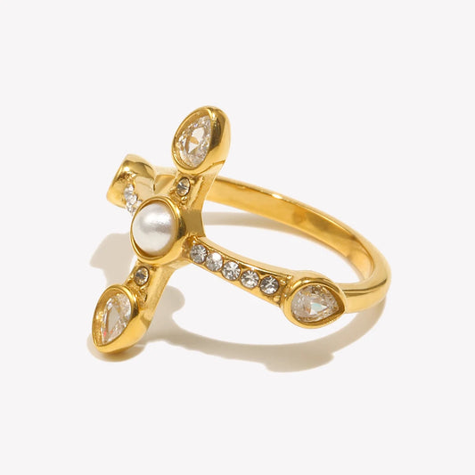 Pearl Cross Ring