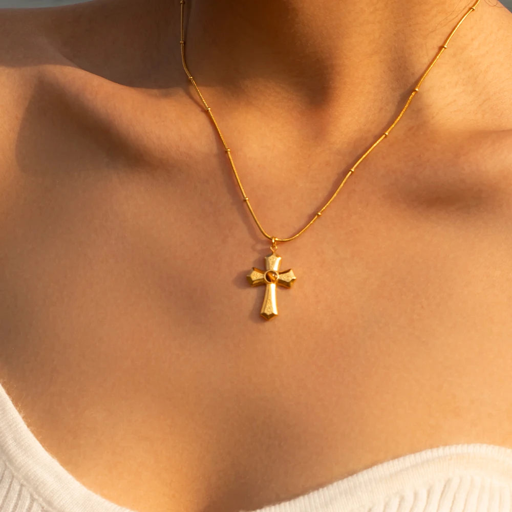 Tiger's Eye Cross Necklace