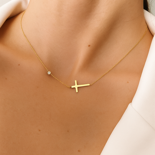 Side Cross Necklace