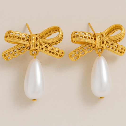 Pearl Bow Earrings