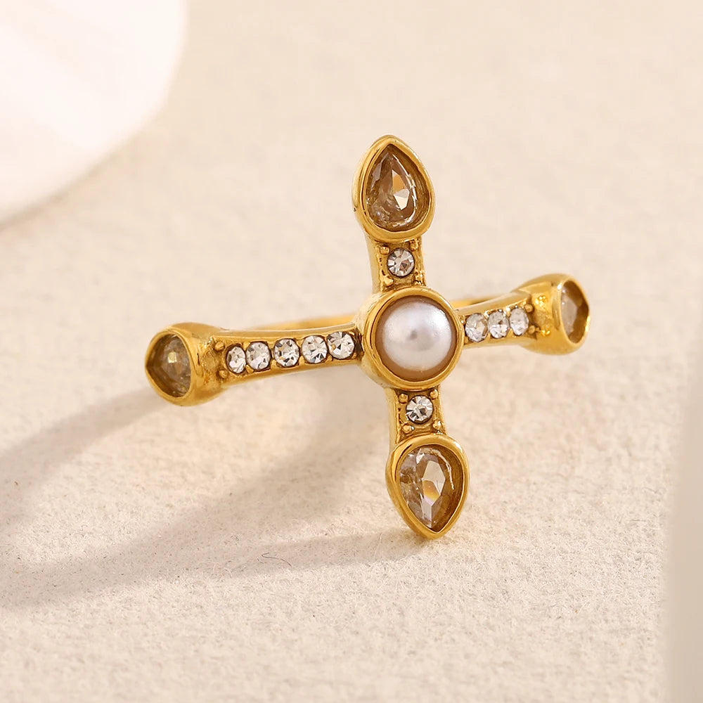Pearl Cross Ring