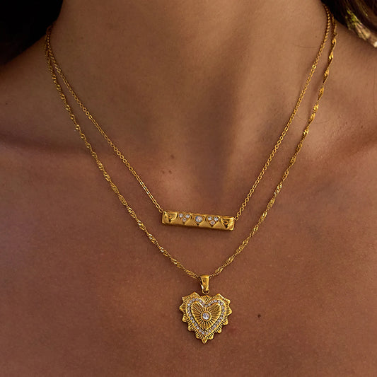 Amore Two Piece Heart Necklace Set
