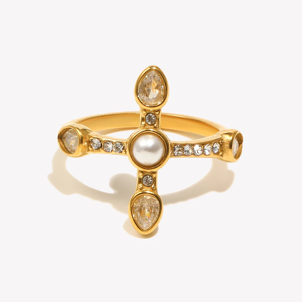Pearl Cross Ring