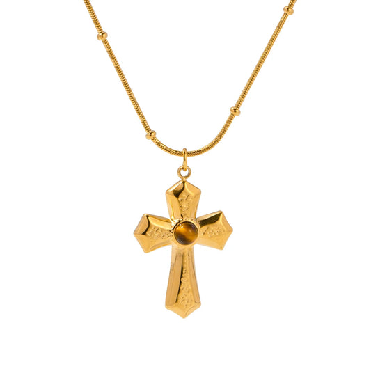 Tiger's Eye Cross Necklace
