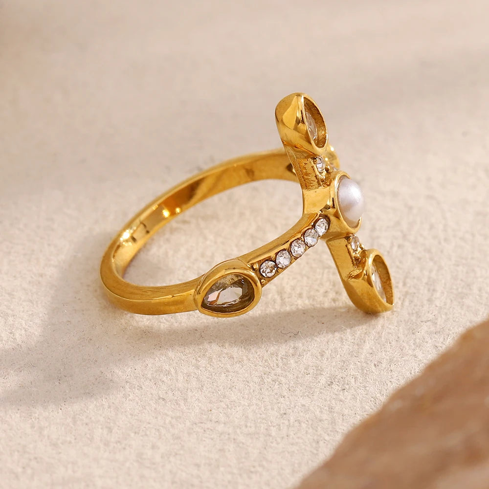 Pearl Cross Ring