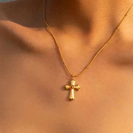 Tiger's Eye Cross Necklace