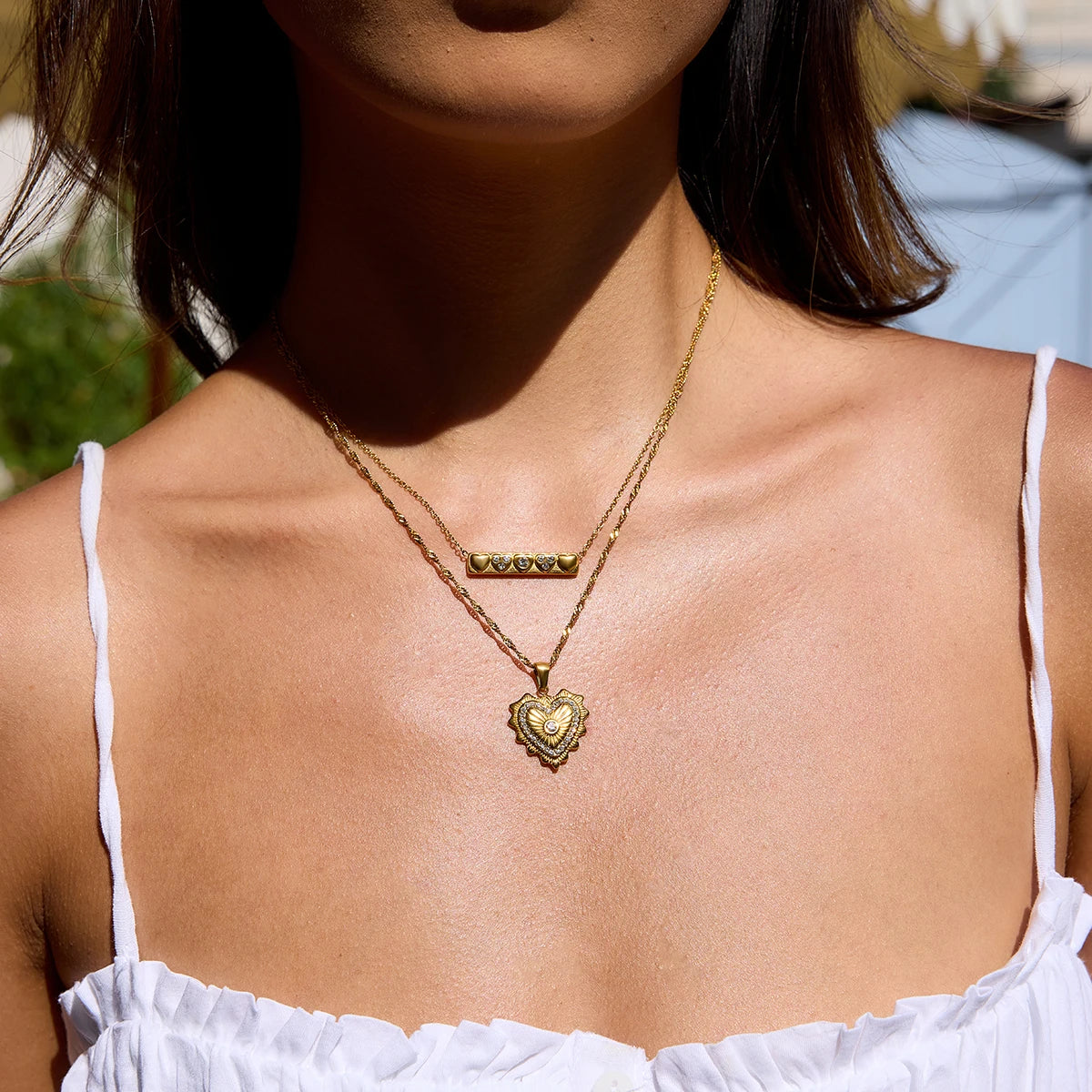 Amore Two Piece Heart Necklace Set